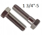 Hex Cap Screw, 1 3/4-5 UNC, <span style=font-family: Arial; color: #D85906>304</span> Stainless