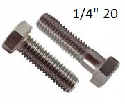 Hex Cap Screw. 1/4-20 UNC, <span style=font-family: Arial; color: #D85906>304</span> Stainless