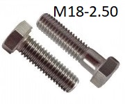 Hex Cap Screw, M18-2.50 (Coarse) <span style=font-family: Arial; color: #D85906>A2</span> Stainless