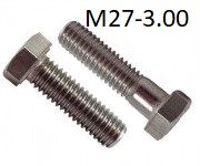 Hex Cap Screw, M27-3.00 (Coarse) <span style=font-family: Arial; color: #D85906>A2</span> Stainless