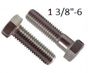 1 3/8"-6 x 6", (PT) UNC Hex Cap Screws, Stainless 304 (18-8, A2),  1 ea