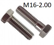 M16-2.00 x 20 MM, (FT) Hex Cap Screw, Coarse, A2 (304, 18-8) Stainless, 1 ea