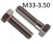 M33-3.50 x 130 MM, (FT) Hex Cap Screw, Coarse, A2 (304, 18-8) Stainless, 1 ea